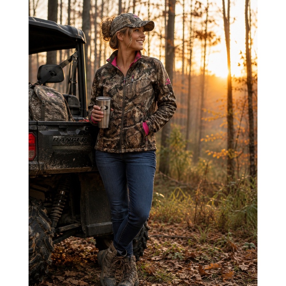 Mossy Oak Break-Up Infinity Camo Softshell Jacket Pink Trim Womens Medium